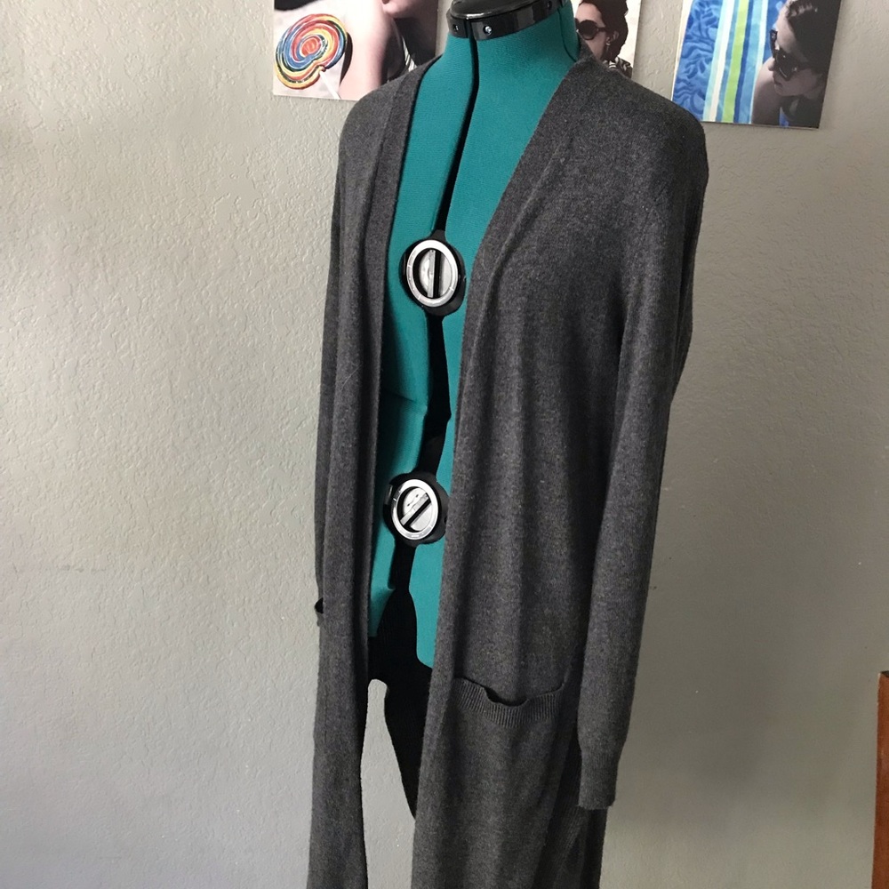 Matty M brand grey, long sleeve jacket, slits on both sides